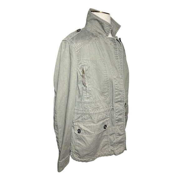 MNG by MANGO Medium Camo Green Drawstring Military Utility Jacket women’s - Picture 2 of 12